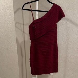 Robert Rodriguez One-Shoulder Wine Dress